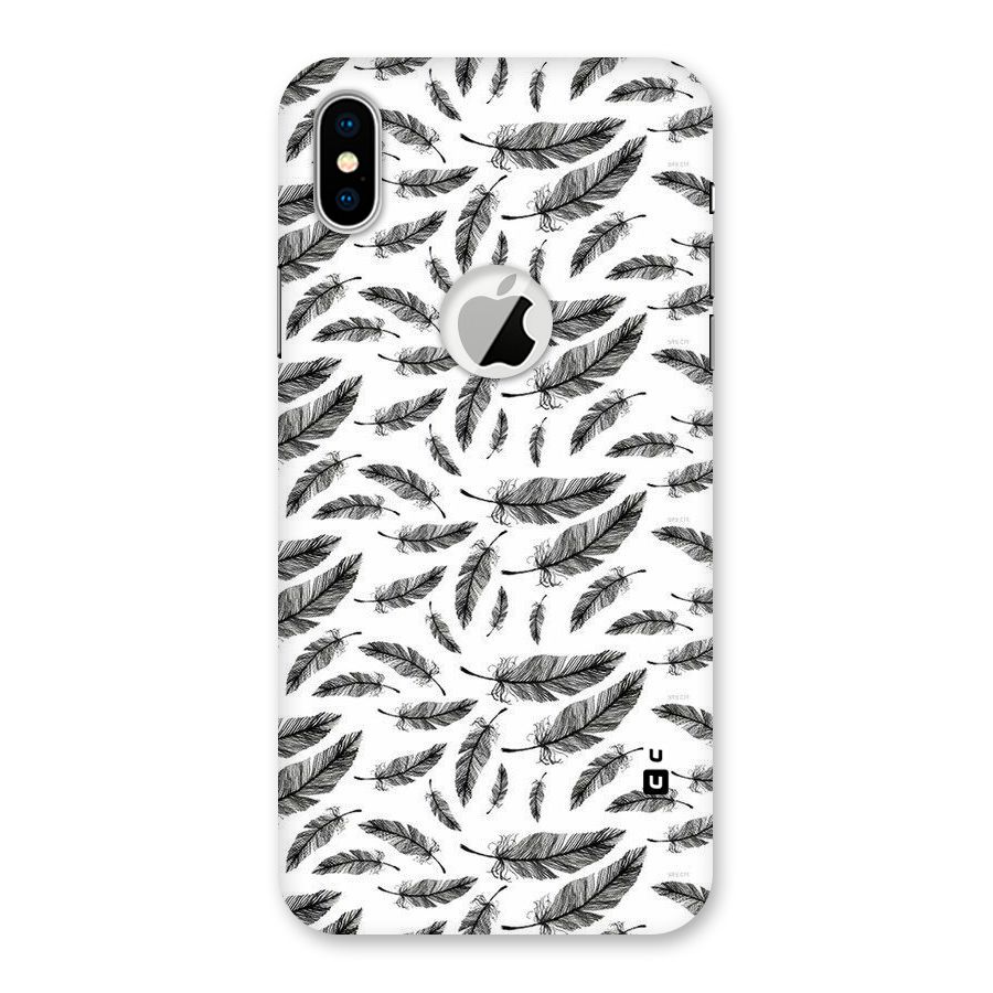 Black Feather Back Case for iPhone X Logo Cut