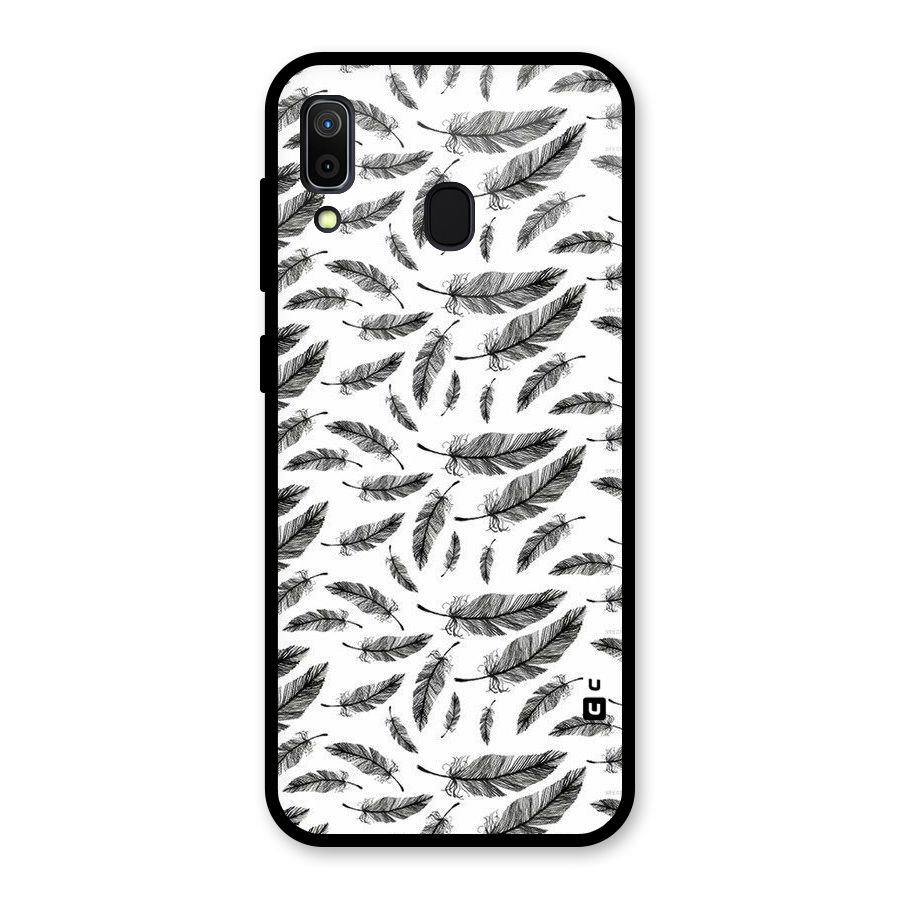 Black Feather Glass Back Case for Galaxy A30
