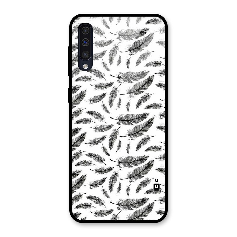 Black Feather Glass Back Case for Galaxy A30s