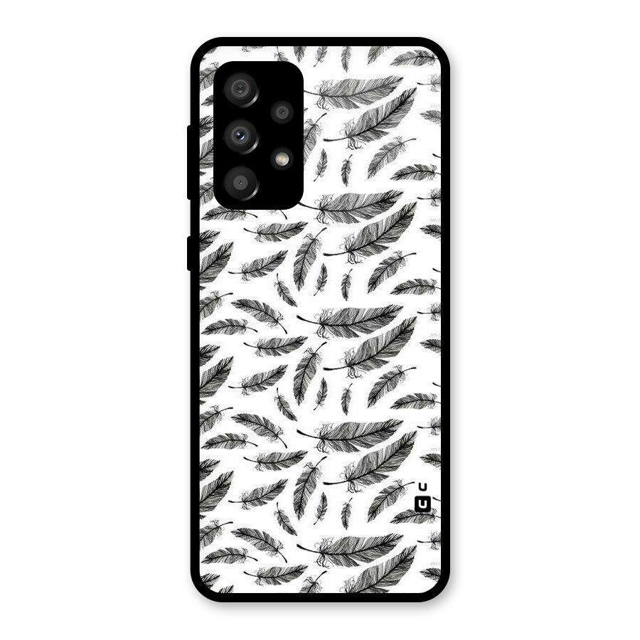 Black Feather Glass Back Case for Galaxy A32