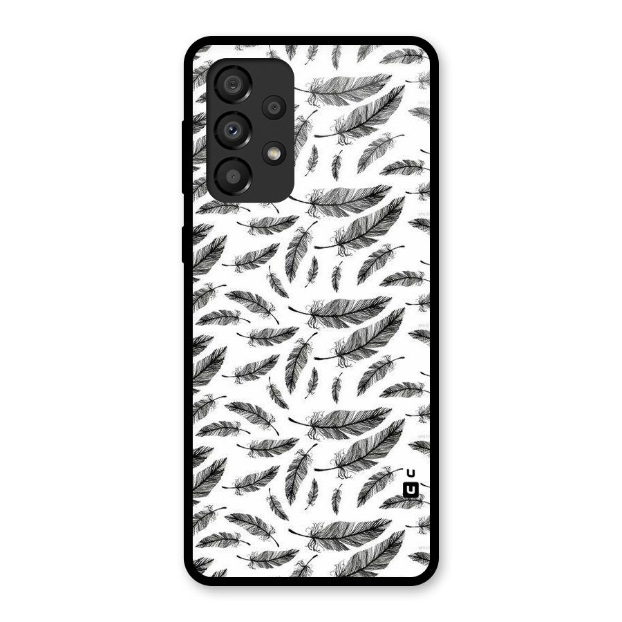 Black Feather Glass Back Case for Galaxy A33 5G