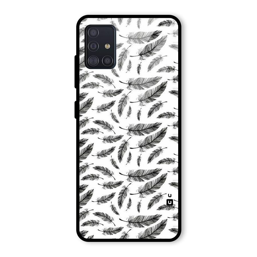 Black Feather Glass Back Case for Galaxy A51