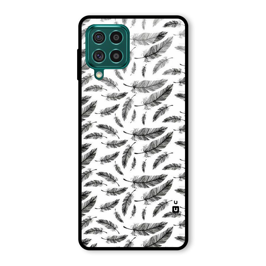 Black Feather Glass Back Case for Galaxy F62