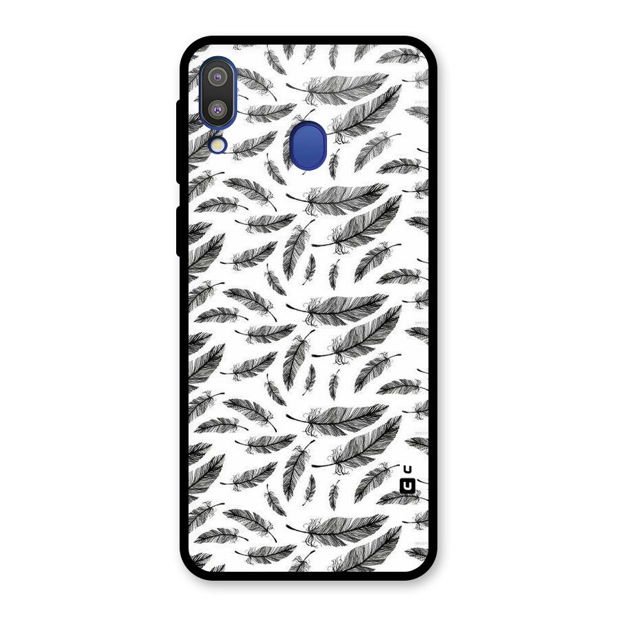 Black Feather Glass Back Case for Galaxy M20