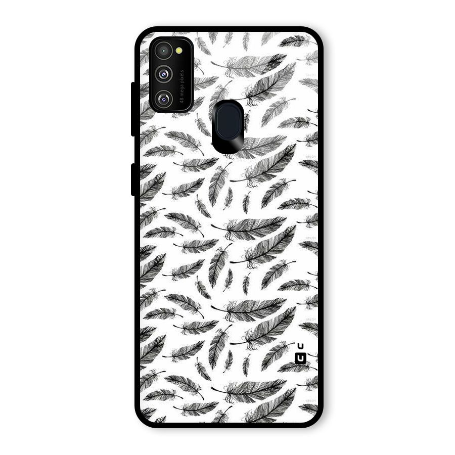 Black Feather Glass Back Case for Galaxy M30s