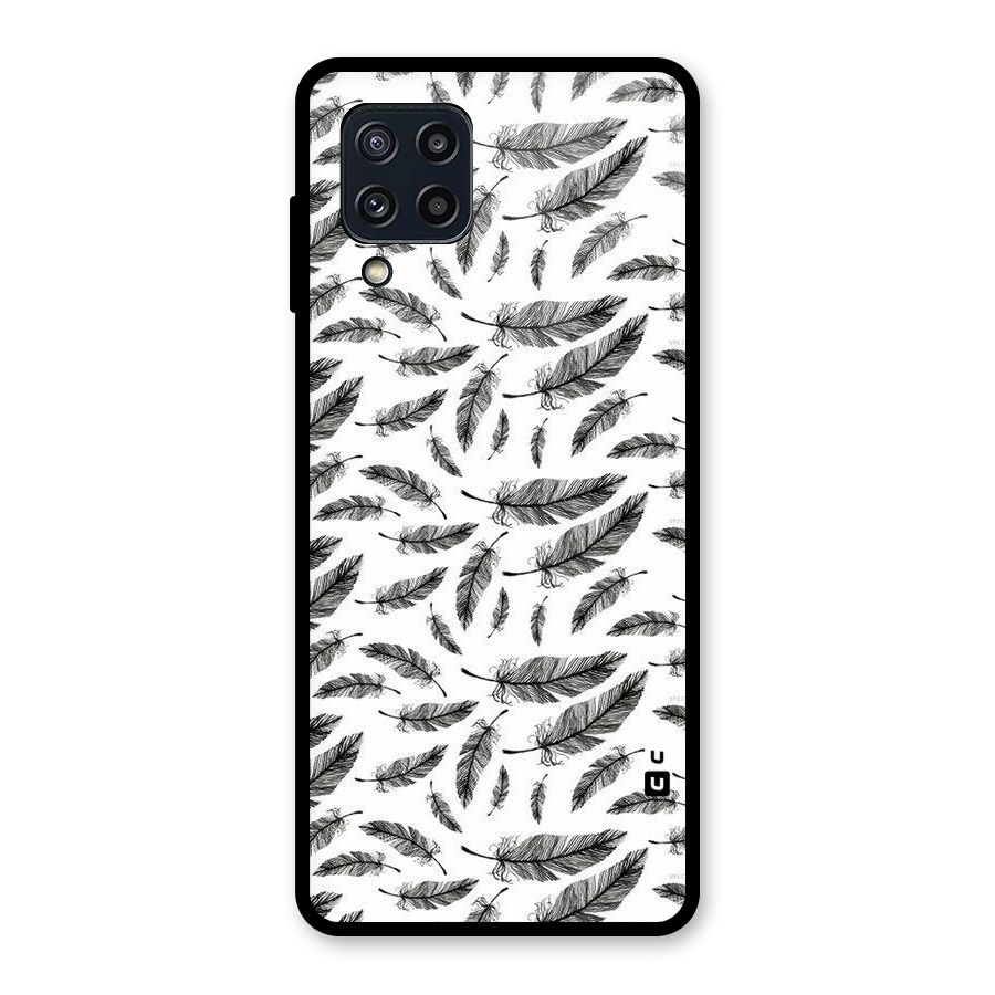 Black Feather Glass Back Case for Galaxy M32