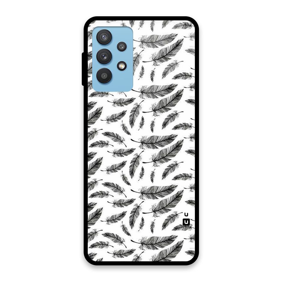 Black Feather Glass Back Case for Galaxy M32 5G