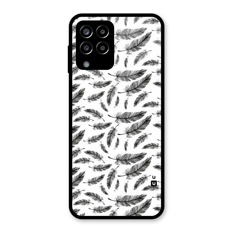 Black Feather Glass Back Case for Galaxy M33