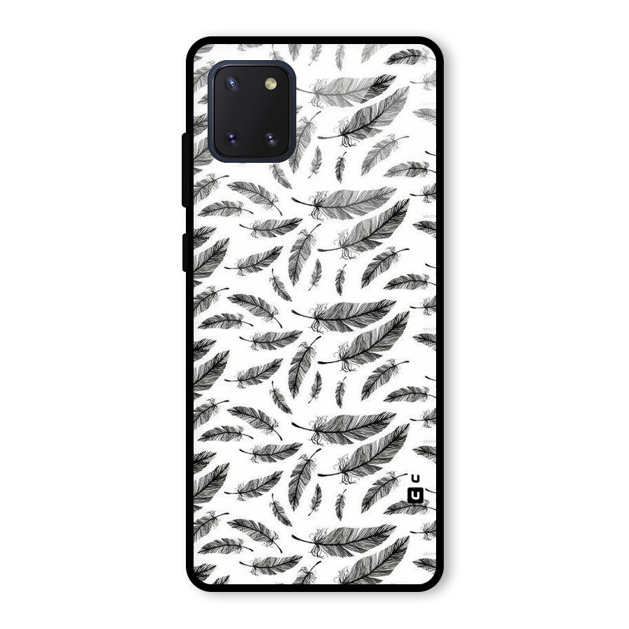 Black Feather Glass Back Case for Galaxy Note 10 Lite