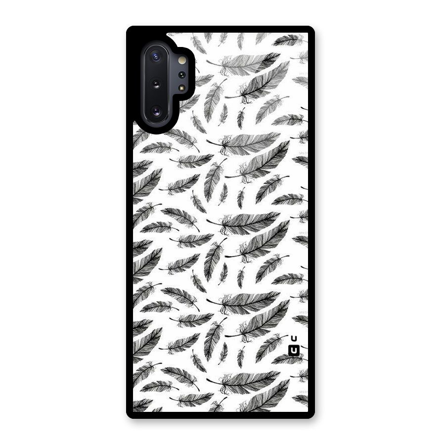 Black Feather Glass Back Case for Galaxy Note 10 Plus