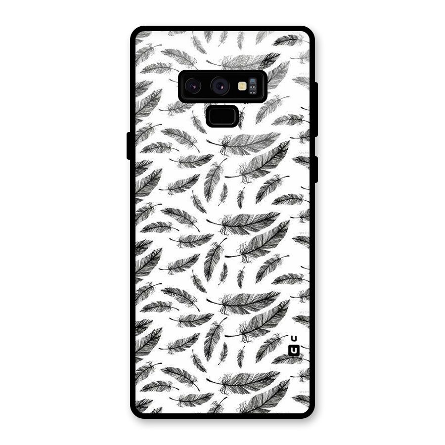 Black Feather Glass Back Case for Galaxy Note 9