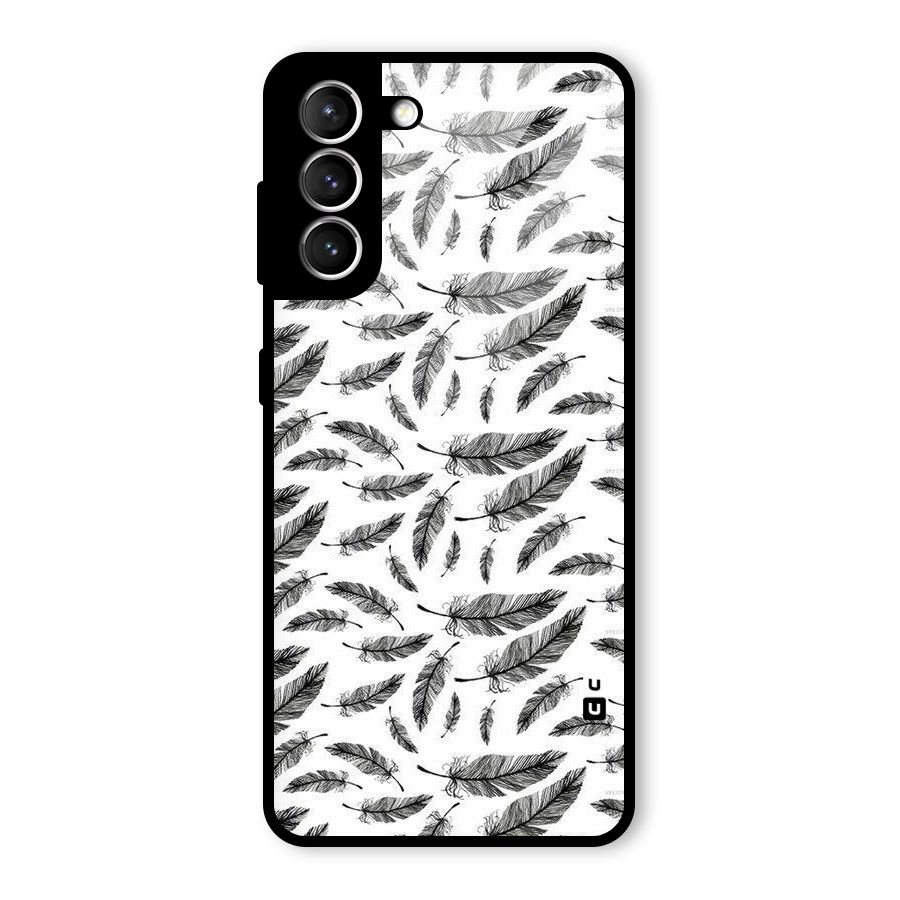 Black Feather Glass Back Case for Galaxy S21 5G