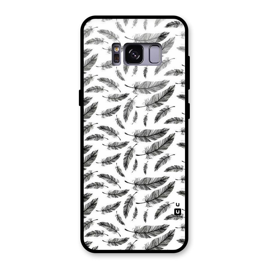 Black Feather Glass Back Case for Galaxy S8