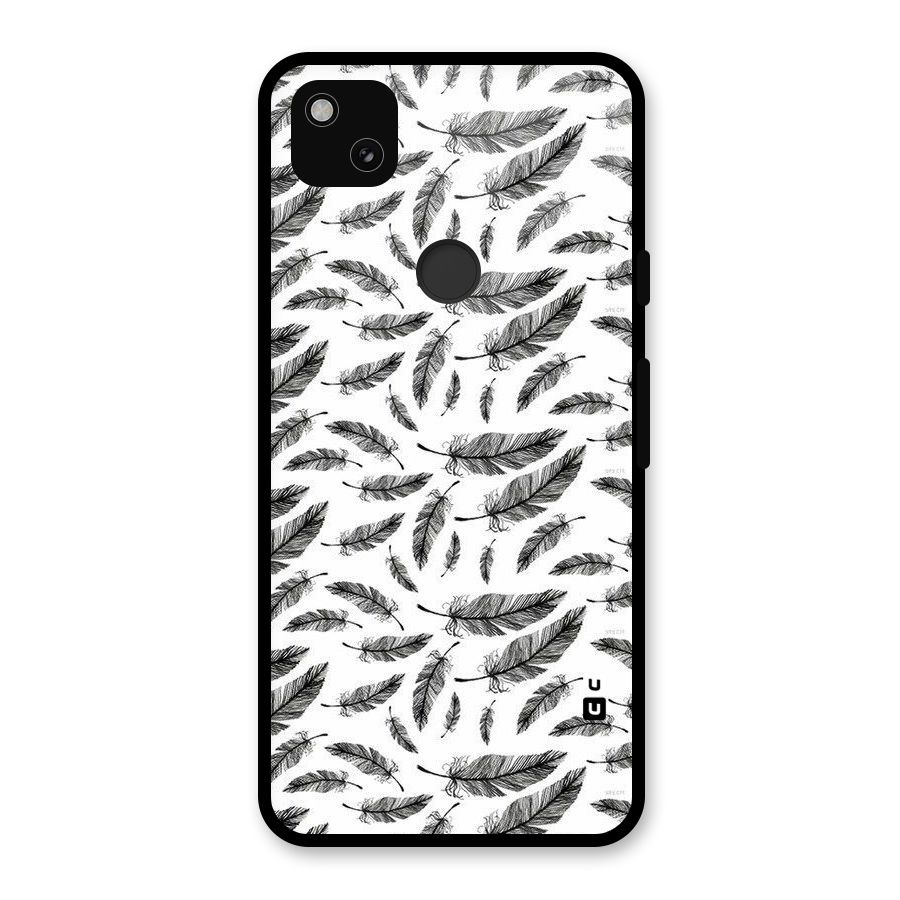 Black Feather Glass Back Case for Google Pixel 4a