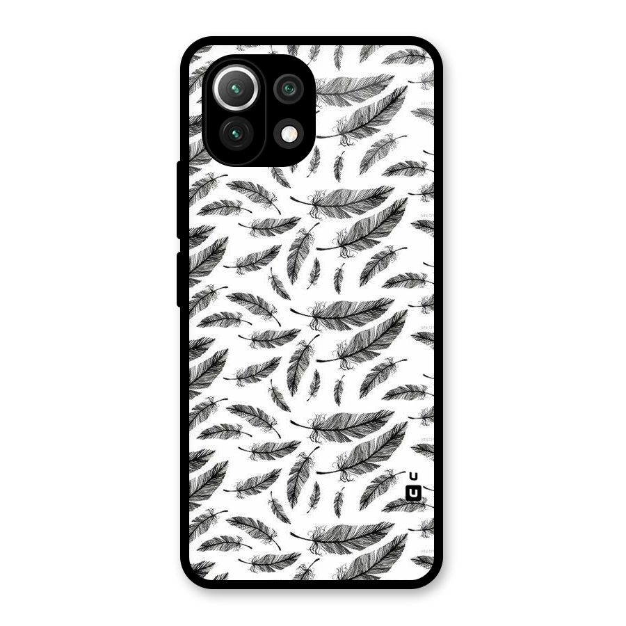 Black Feather Glass Back Case for Mi 11 Lite NE 5G