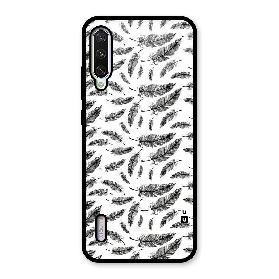 Black Feather Glass Back Case for Mi A3