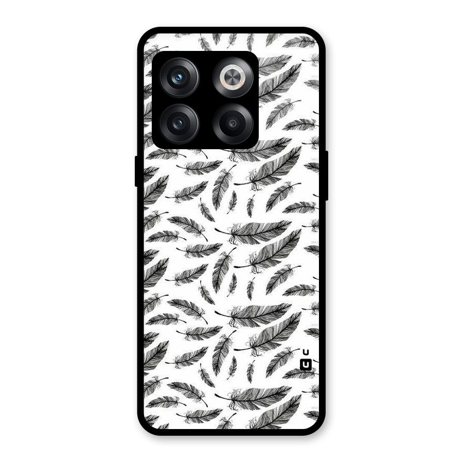 Black Feather Glass Back Case for OnePlus 10T
