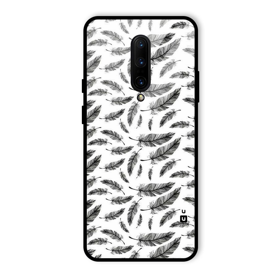 Black Feather Glass Back Case for OnePlus 7 Pro