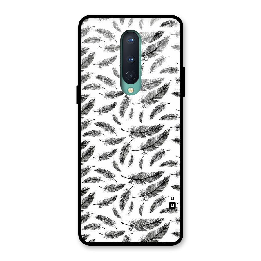 Black Feather Glass Back Case for OnePlus 8