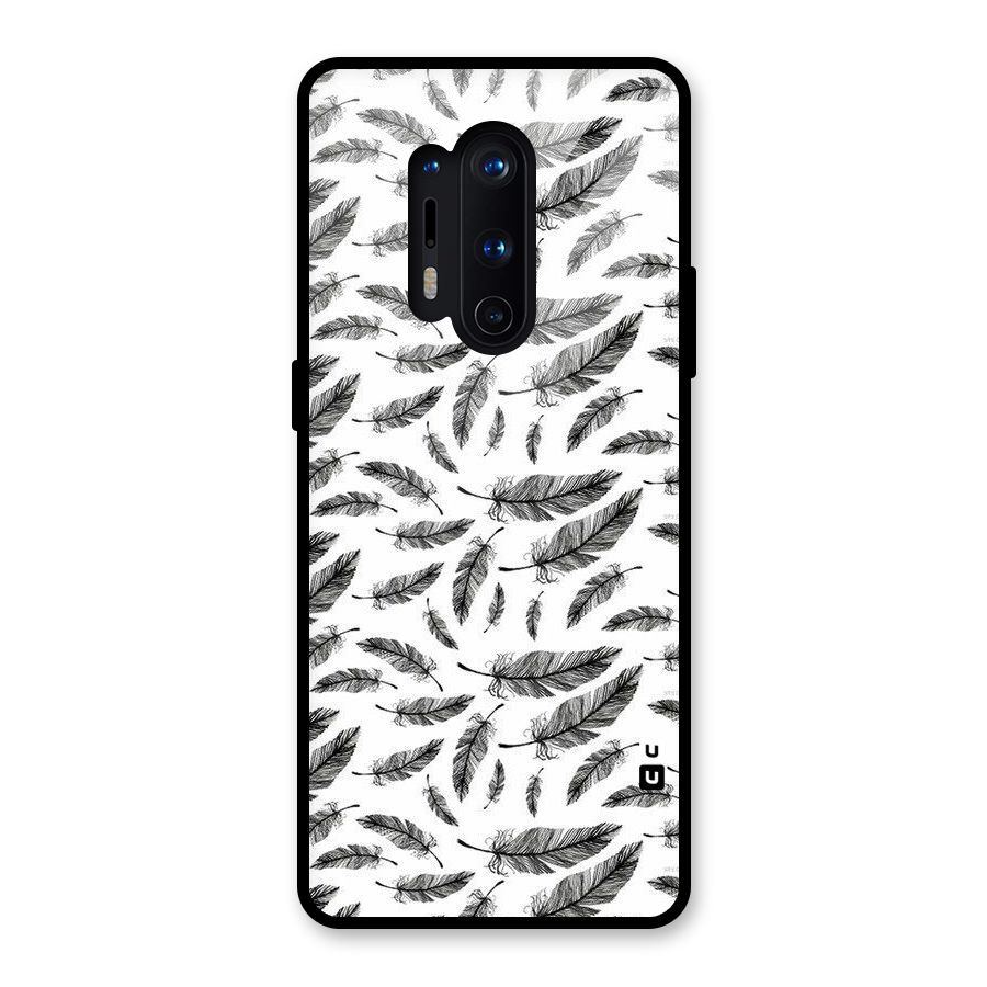 Black Feather Glass Back Case for OnePlus 8 Pro