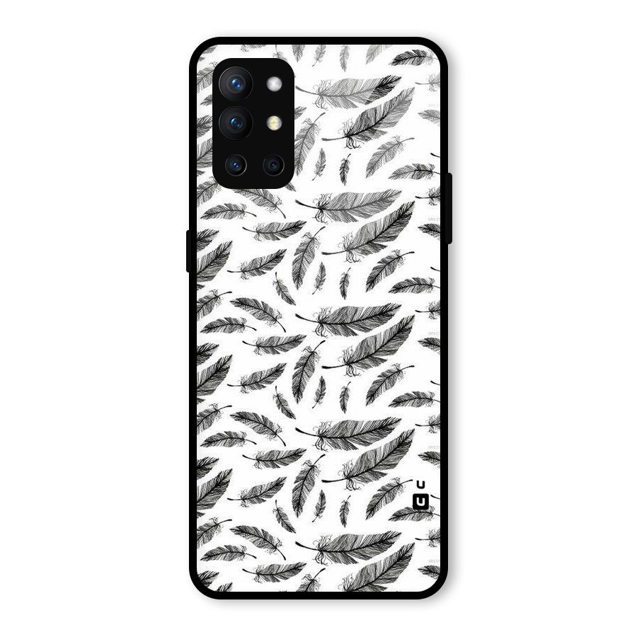 Black Feather Glass Back Case for OnePlus 9R
