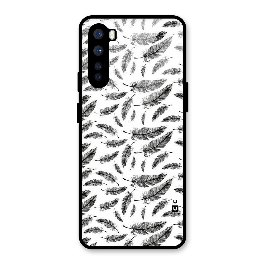 Black Feather Glass Back Case for OnePlus Nord