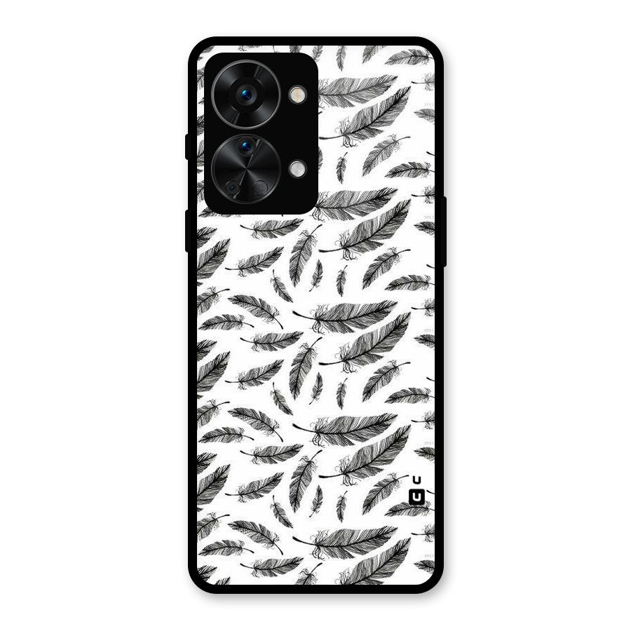 Black Feather Glass Back Case for OnePlus Nord 2T