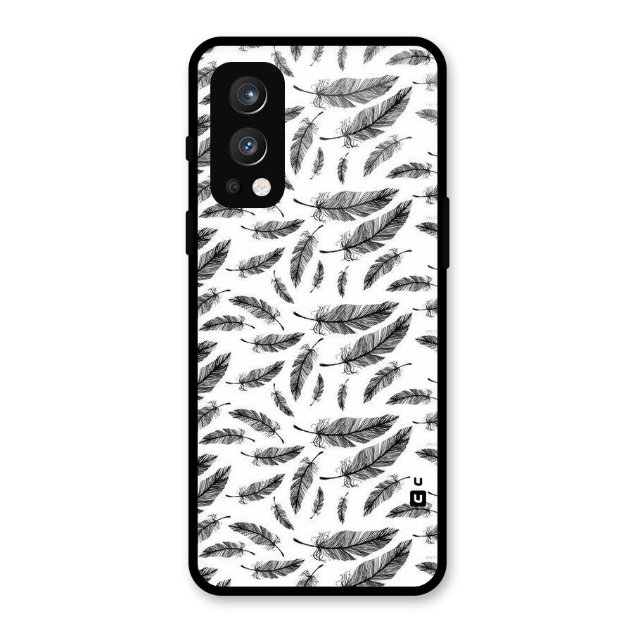 Black Feather Glass Back Case for OnePlus Nord 2 5G