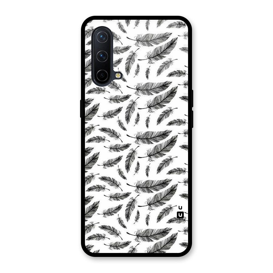 Black Feather Glass Back Case for OnePlus Nord CE 5G