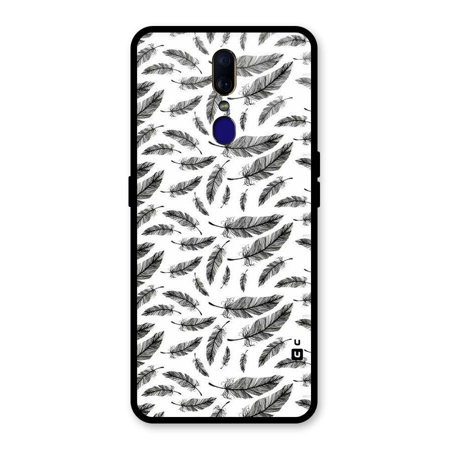Black Feather Glass Back Case for Oppo F11