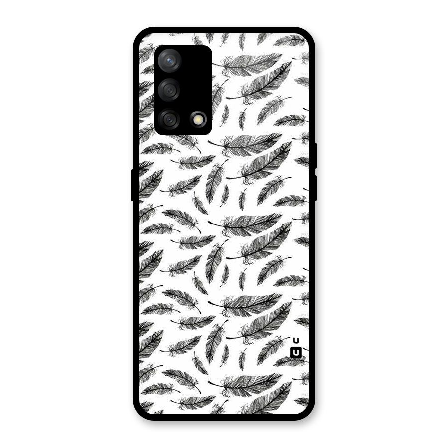 Black Feather Glass Back Case for Oppo F19