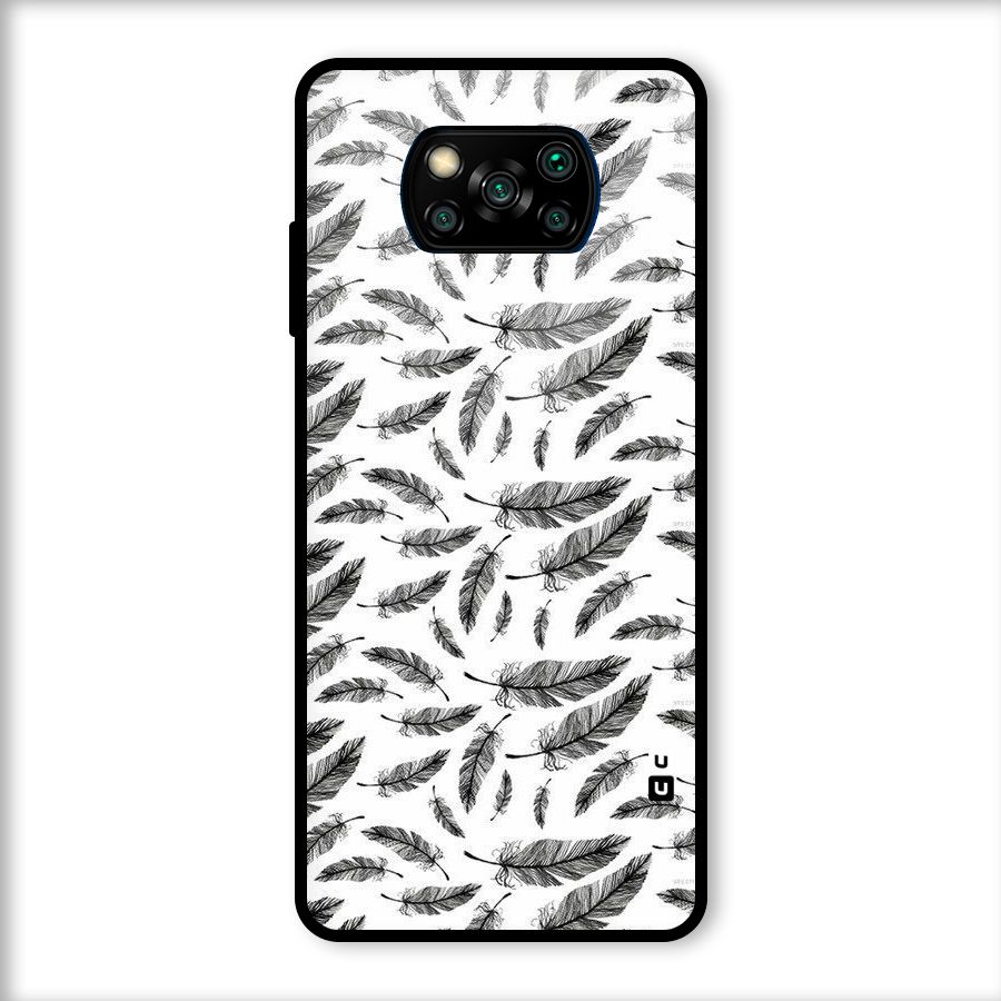 Black Feather Glass Back Case for Poco X3