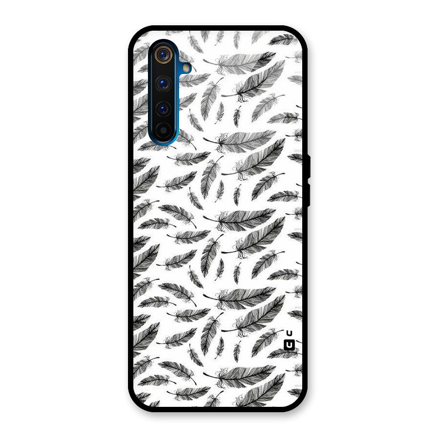 Black Feather Glass Back Case for Realme 6 Pro