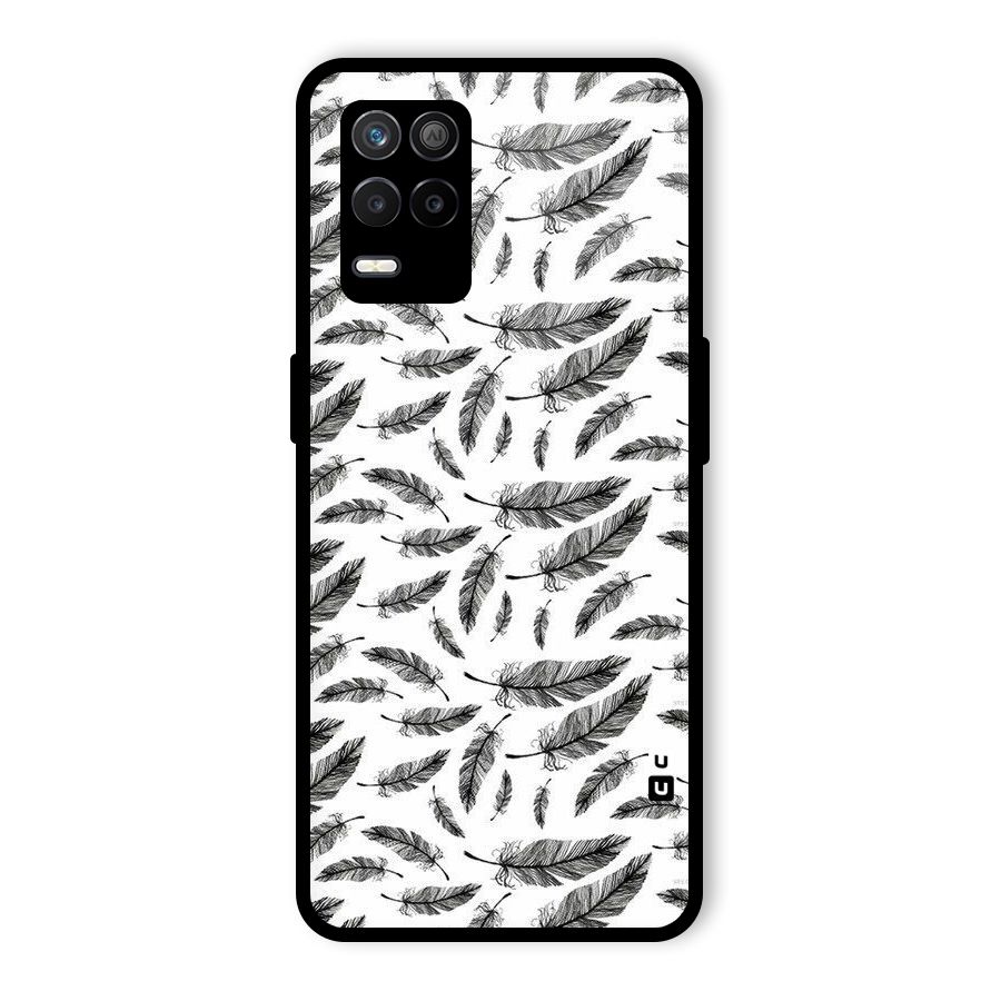 Black Feather Glass Back Case for Realme 9 5G