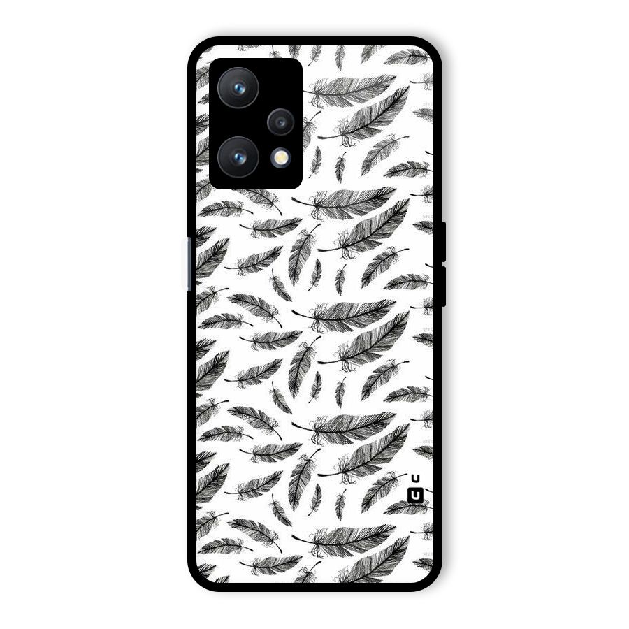 Black Feather Glass Back Case for Realme 9 Pro 5G