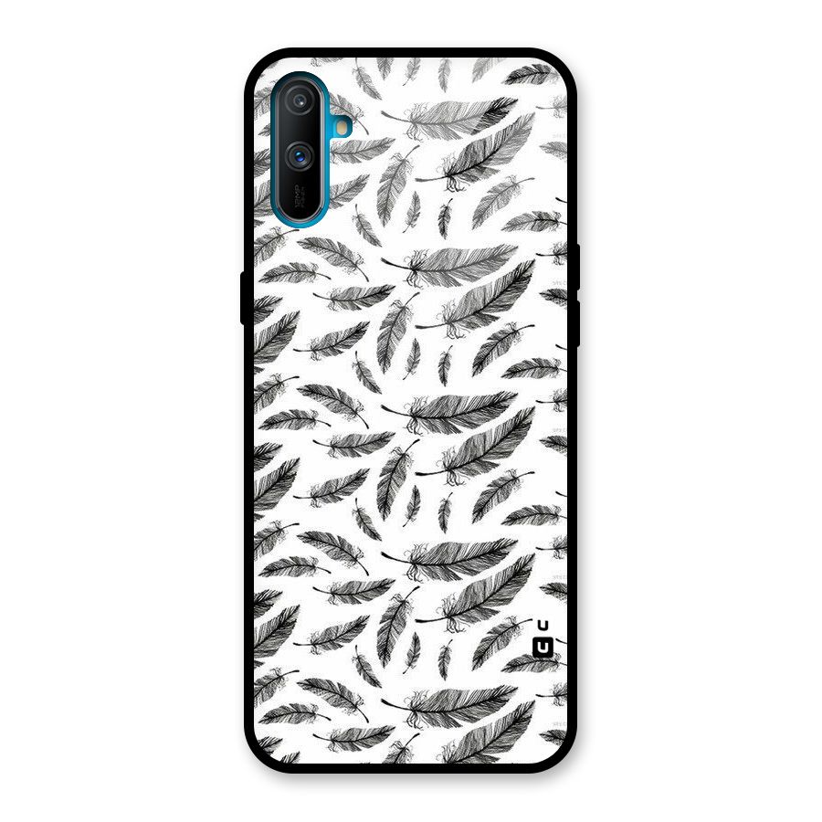 Black Feather Glass Back Case for Realme C3