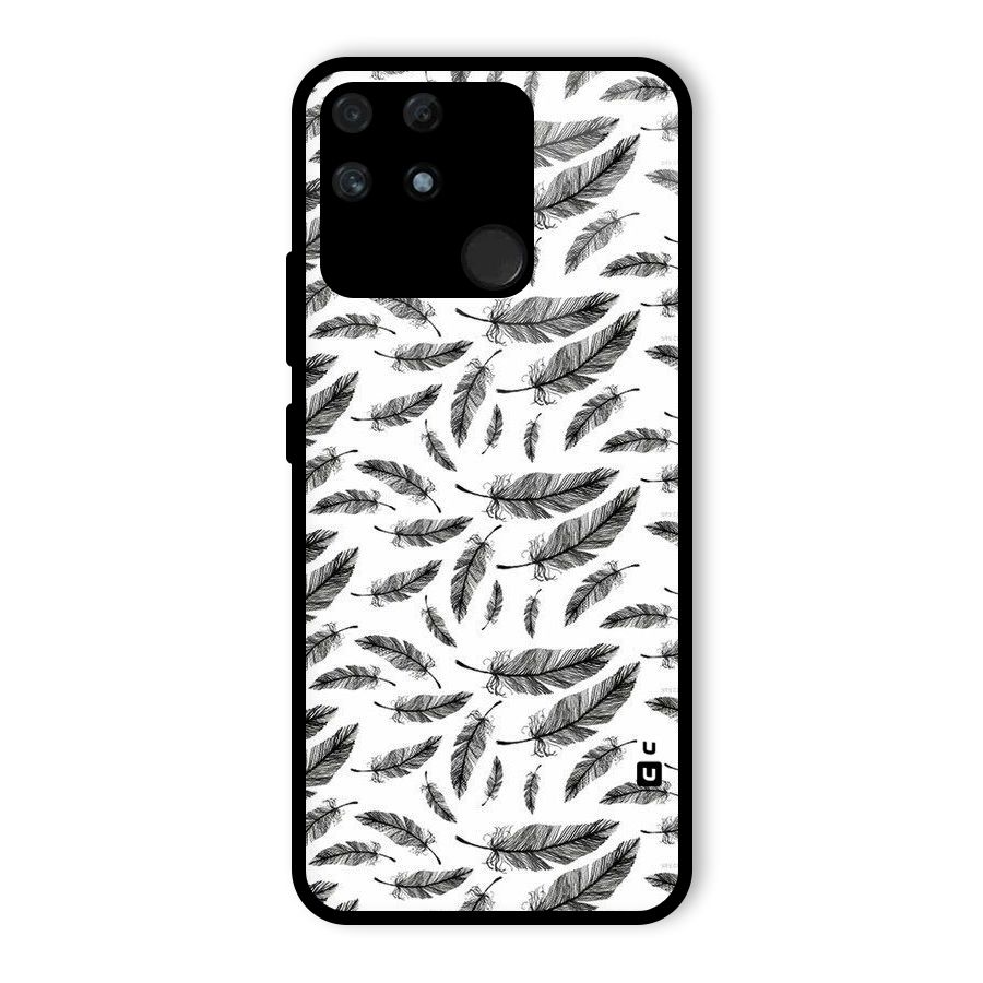 Black Feather Glass Back Case for Realme Narzo 50A