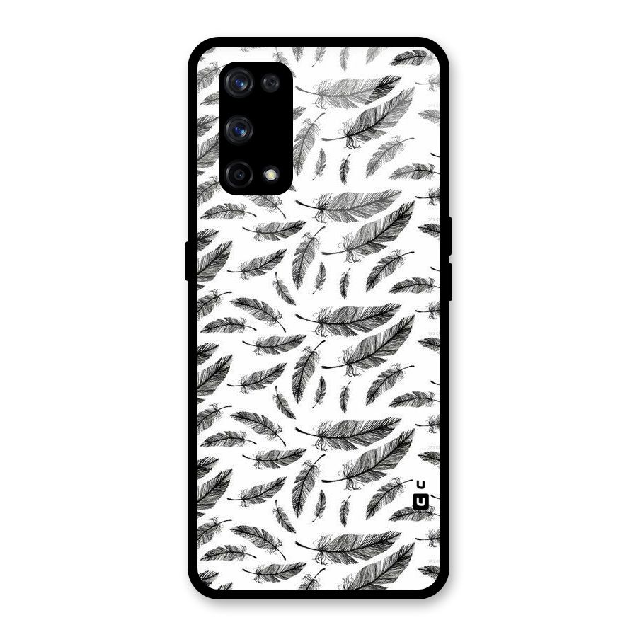 Black Feather Glass Back Case for Realme X7 Pro