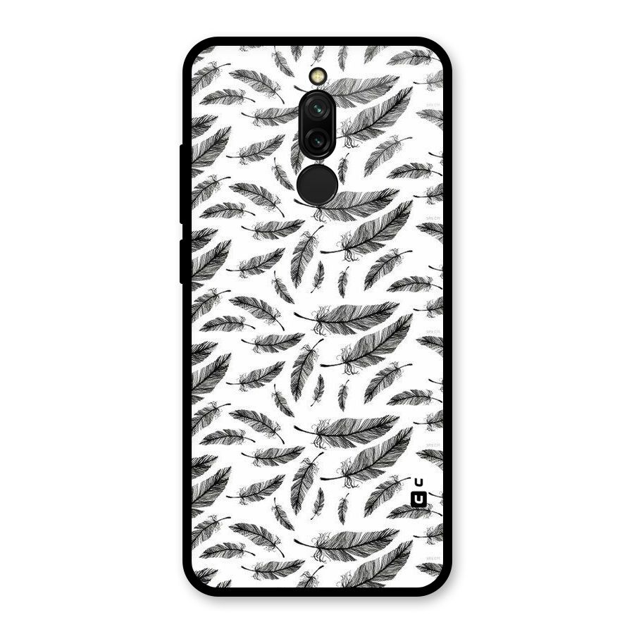 Black Feather Glass Back Case for Redmi 8