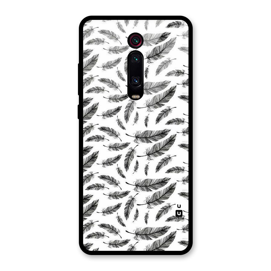 Black Feather Glass Back Case for Redmi K20