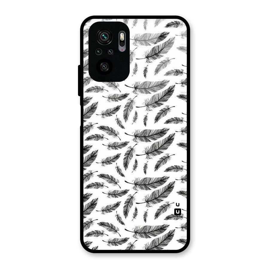 Black Feather Glass Back Case for Redmi Note 10S