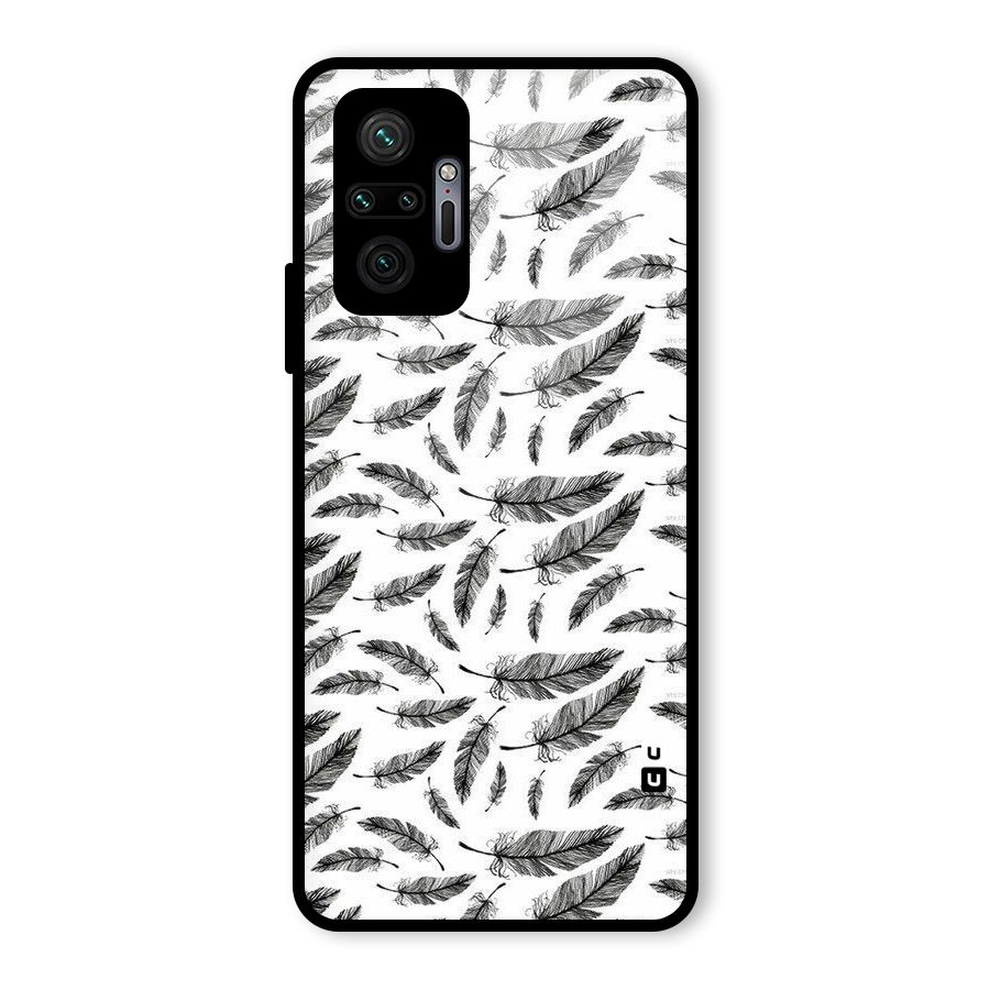 Black Feather Glass Back Case for Redmi Note 10 Pro Max