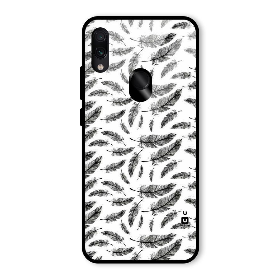 Black Feather Glass Back Case for Redmi Note 7 Pro