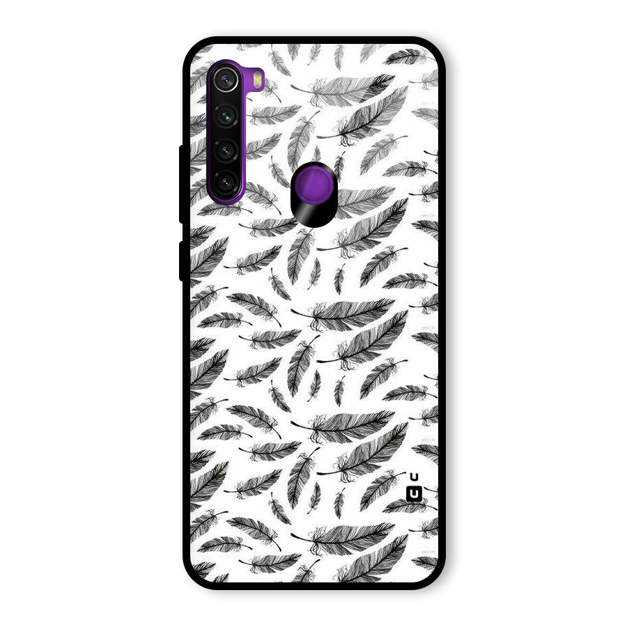 Black Feather Glass Back Case for Redmi Note 8