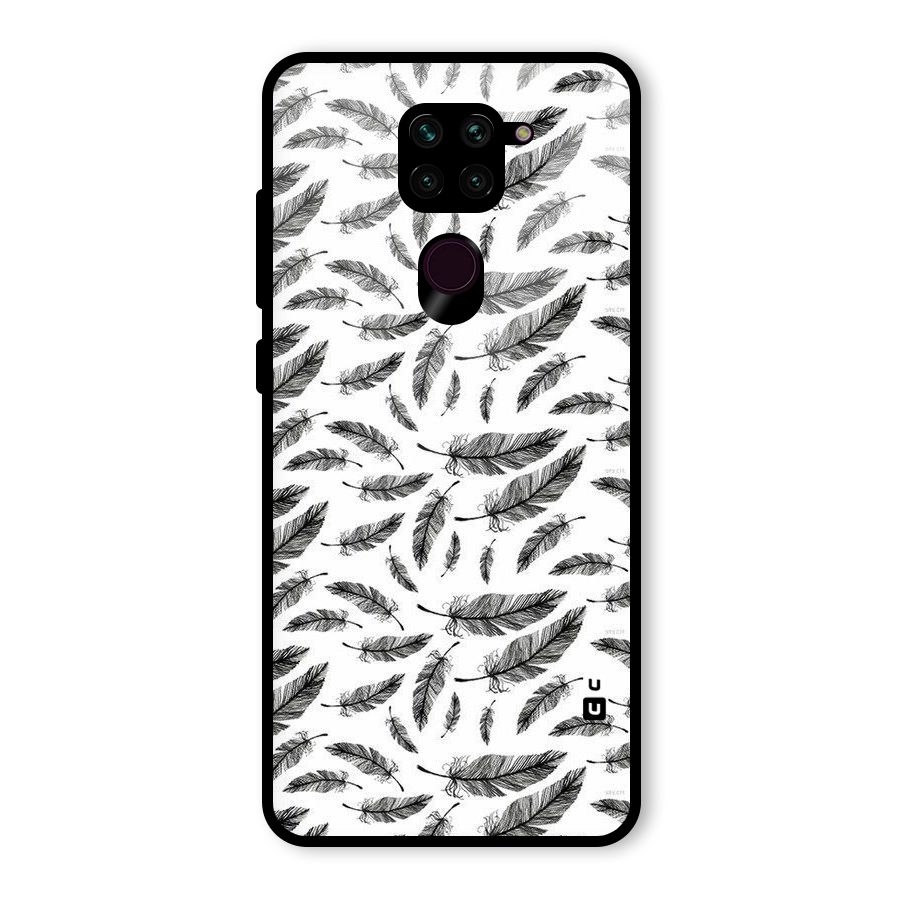 Black Feather Glass Back Case for Redmi Note 9