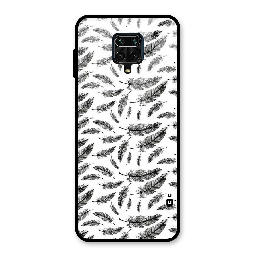 Black Feather Glass Back Case for Redmi Note 9 Pro Max
