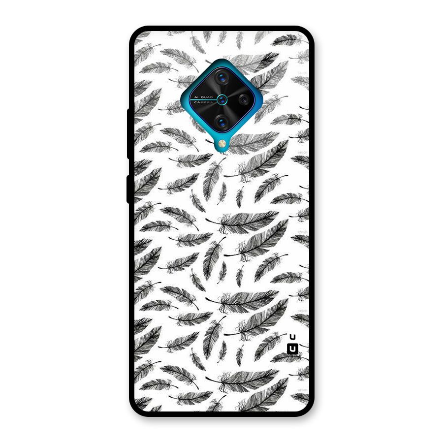 Black Feather Glass Back Case for Vivo S1 Pro