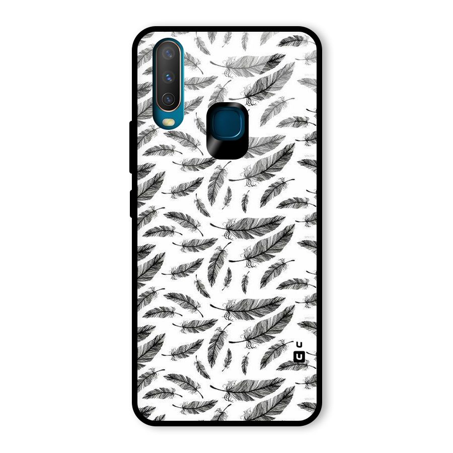 Black Feather Glass Back Case for Vivo U10