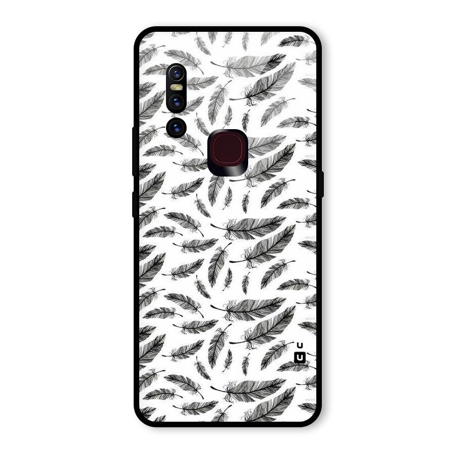 Black Feather Glass Back Case for Vivo V15
