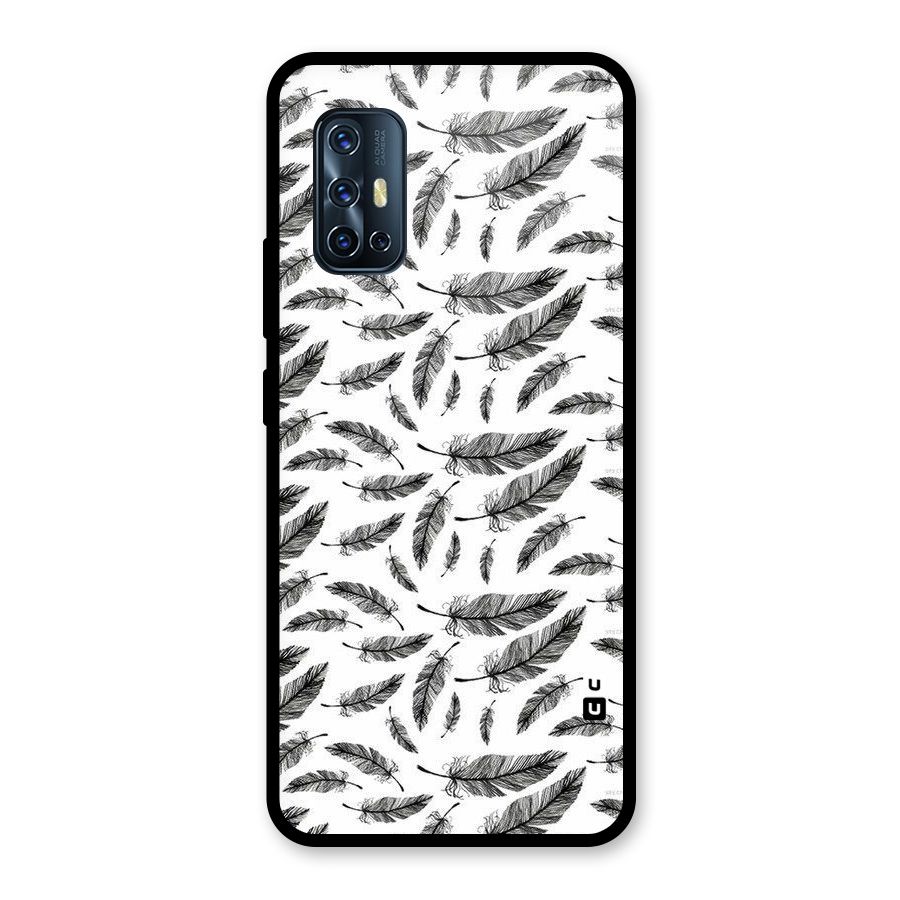 Black Feather Glass Back Case for Vivo V17